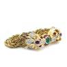 18K Gold & Platinum Double Headed Biting Lion Multi Rope Chain Bracelet With Emeralds, Diamonds, & Rubies