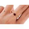 18K Rose Gold Oval Cut Natural Ruby and Diamond Ribbed Bezel Set Ripple Ring