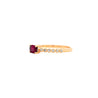 18K Rose Gold Oval Cut Natural Ruby and Diamond Ribbed Bezel Set Ripple Ring