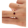 18K Rose Gold Oval Cut Natural Ruby and Diamond Ribbed Bezel Set Ripple Ring