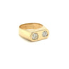 18K Solid Gold 0.80 Carat Natural 2 Stone Bezel Set Diamond Ring