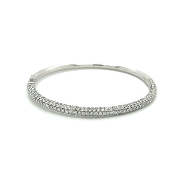 18K White Gold 3.7 Carat Round Cut Micro Pave Natural Diamond Bangle Bracelet – Assay Jewelers
