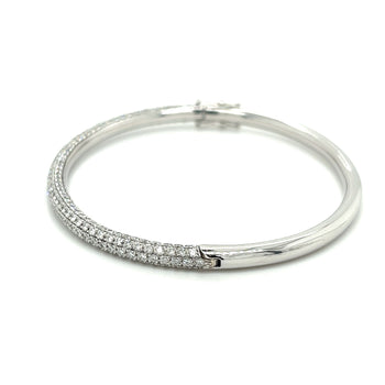 18K White Gold 3.7 Carat Round Cut Micro Pave Natural Diamond Bangle Bracelet – Assay Jewelers