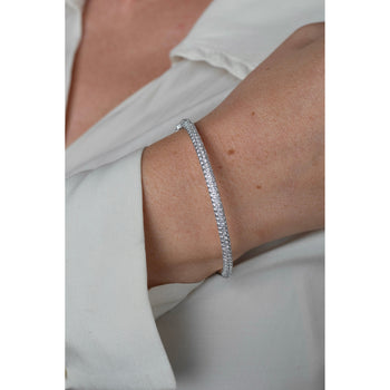18K White Gold 3.7 Carat Round Cut Micro Pave Natural Diamond Bangle Bracelet – Assay Jewelers