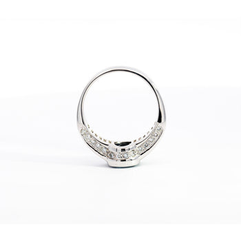 18K White Gold Bezel and Channel Set Oval Cut Blue Sapphire & Baguette Diamond Ring – Assay Jewelers