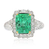 18K White Gold Emerald & Princess Cut Diamond Men's Ring