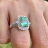 18K White Gold Emerald & Princess Cut Diamond Ring