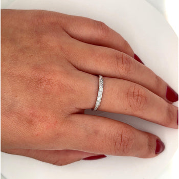 18K White Gold Round Cut Full Diamond Wedding Band Ring – Assay Jewelers