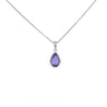 18K White Gold Tanzanite Drop Pendant With Diamond Halo