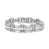 18K White Gold Unisex 12.72 CT TW Channel Set Baguette & Round Diamond Encrusted Bracelet