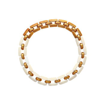 18K Yellow Gold and White Agate Square Link Chain Choker Necklace – Assay Jewelers