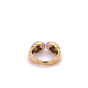18k Gold Vintage Retro Open Ring With Amethyst, Peridot, and Diamonds – Assay Jewelers