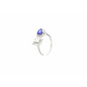 18k White gold Toi et Moi Ring with Natural Emerald cut Diamond and Heart Shape Tanzanite