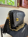1990s Chanel Vintage Black Quilted CC Camera Bag
