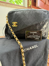 1990s Chanel Vintage Black Quilted CC Camera Bag