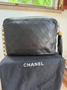 1990s Chanel Vintage Black Quilted CC Camera Bag
