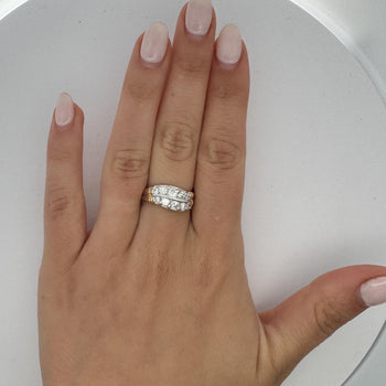 1.01 Carat Dual Row Diamond Channel Platinum & 18K Gold Wavy Band Ring – Assay Jewelers