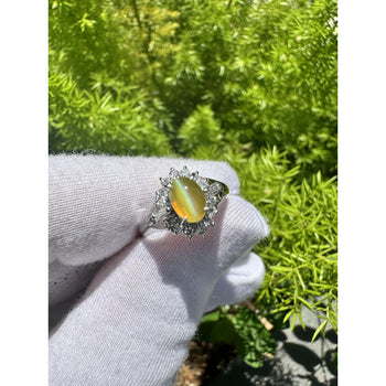 1.04 Carat Green Chrysoberyl Cat's Eye and Diamond Platinum Art Deco Style Ring – Assay Jewelers