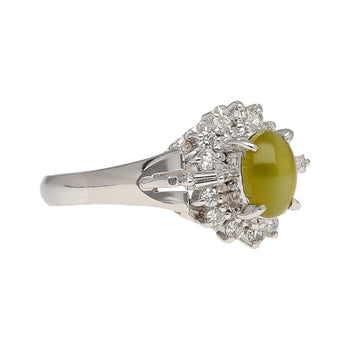 1.04 Carat Green Chrysoberyl Cat's Eye and Diamond Platinum Art Deco Style Ring – Assay Jewelers