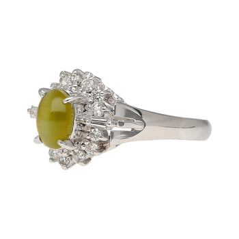 1.04 Carat Green Chrysoberyl Cat's Eye and Diamond Platinum Art Deco Style Ring – Assay Jewelers