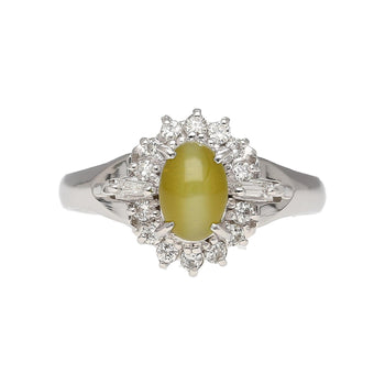1.04 Carat Green Chrysoberyl Cat's Eye and Diamond Platinum Art Deco Style Ring – Assay Jewelers
