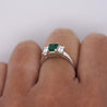 1.07 Carat Square-Cut Emerald and Diamond Three Stone Platinum Ring