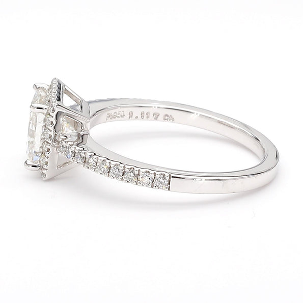 1.11 Carat G/SI2 Princess Cut Diamond Pave Halo Set in Platinum Engagement Ring