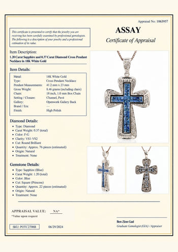 1.2 Carat Sapphire and Diamond Pave Cluster Cross Pendant White Gold Necklace – Assay Jewelers