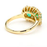 1.22 Carat Emerald & Diamond 18K Gold Halo Three Stone Band Ring