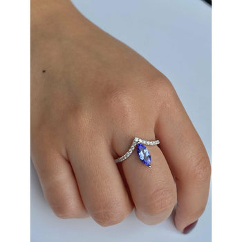 1.23 Carat Marquise Cut Tanzanite Curved Ring in 18k White Gold – Assay Jewelers