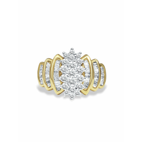 1.30 Carat Diamond Cluster Ring in 14k Yellow Gold