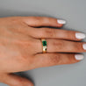 1.30 Carat Emerald Half Bezel East West Set 14K Gold Unisex Ring
