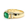 1.30 Carat Emerald Half Bezel East West Set 14K Gold Unisex Ring