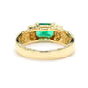 1.30 Carat Emerald Half Bezel East West Set 14K Gold Unisex Ring