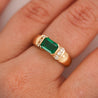 1.30 Carat Emerald Half Bezel East West Set 14K Gold Unisex Ring