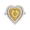 1.39 Carat GIA Certified Fancy Yellow Heart Cut Diamond Double Halo Ring