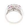 1.43 Carat Pinkish Red Ruby and Diamond Cluster Platinum Dome Ring