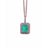 1.47 Carat Emerald and Diamond halo 18k Rose Gold Pendant Necklace
