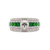 1.48 Carat Old Cut Diamond and Tsavorite Vintage Art Deco Filigree Ring