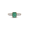 1.5 Carat Emerald and Old Cut Diamond 2 Piece Wedding Band and Ring Set