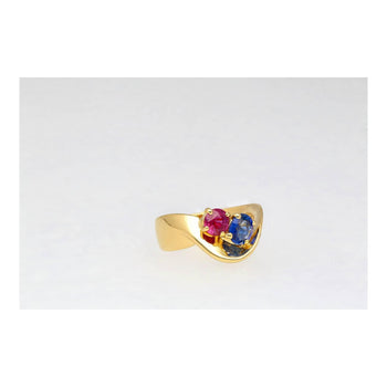 1.5 Carat Sapphire & Ruby with Diamond 18K Yellow Gold Crossover Statement Ring – Assay Jewelers