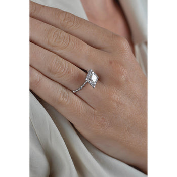 1.50 Carat Princess Cut Lab Grown Diamond Engagement Ring in 18K Rope Style Shank and Diamond Halo – Assay Jewelers