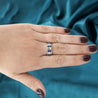 1.58 Carat Blue Round Sapphire & Baguette Diamond Platinum 6MM Band Ring