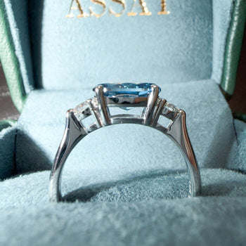 1.59 Carat Oval Cut Blue Lab Diamond 14K White Gold Engagement Ring – Assay Jewelers