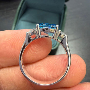 1.59 Carat Oval Cut Blue Lab Diamond 14K White Gold Engagement Ring – Assay Jewelers