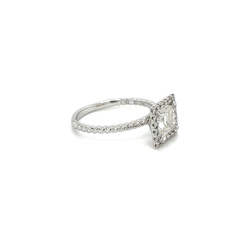 1.60 Carat Princess Cut Lab Grown Diamond Engagement Ring in 18K Rope Style Shank and Diamond Halo – Assay Jewelers
