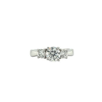 1.69 Carat 3 Stone Round Cut Lab Grown Diamond CVD Engagement Ring in Platinum Setting – Assay Jewelers