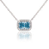 1.72 Carat Radiant Cut Blue & White Diamond Halo 14K White Gold Pendant Necklace