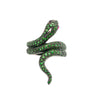 1.73 Carat Tsavorite Garnet & Ruby Eye Pavé Snake 18K Black Gold Cocktail Ring