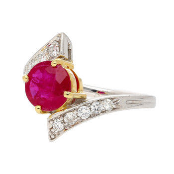 1.8 Carat Round Ruby Diamond Platinum and 18K Gold Bypass Ring – Assay Jewelers